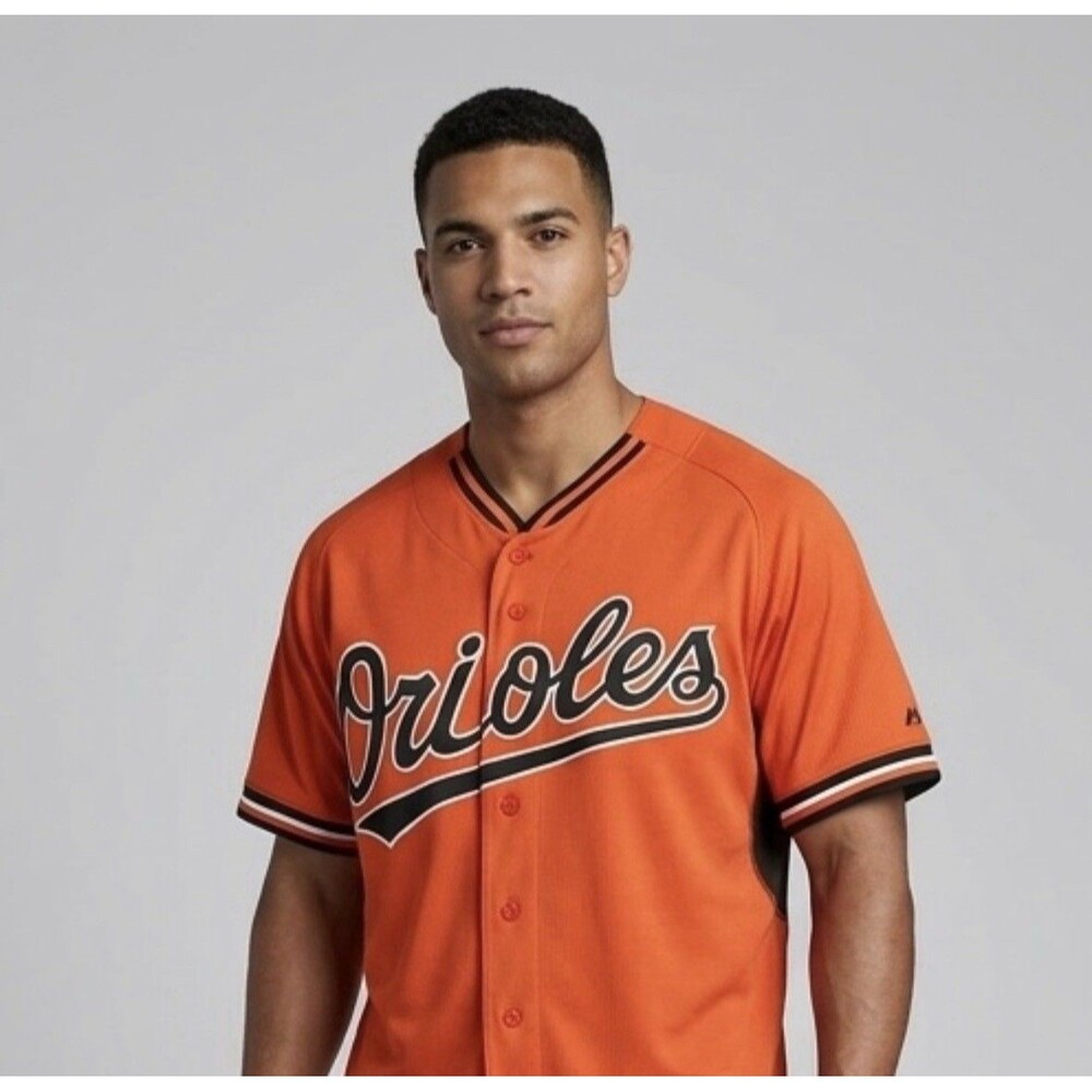 Majestic Orioles Authentic Collection Orange Cool Base Jersey Mens Size 52